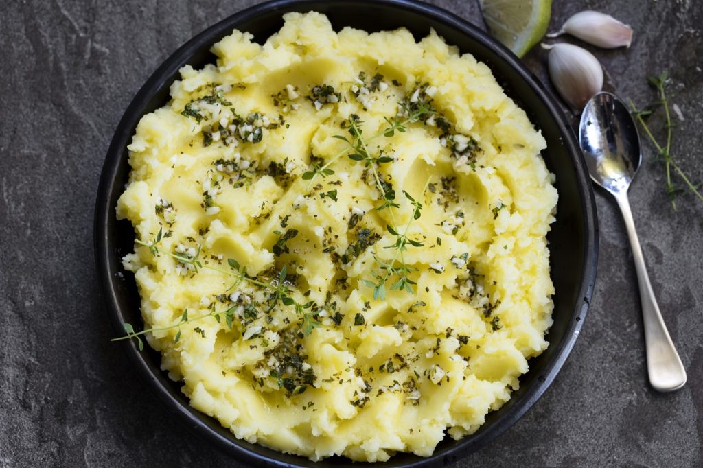 Garlic mashed potatoes make a great unique Christmas dinner idea.