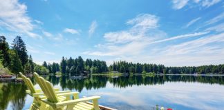 4 Spectacular Additions for Your Waterfront Property An elegant, sophisticated wedding reception with reflective table tops, white flowers, and string lights over the ceiling.